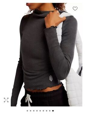Free People Charcoal Gray Lightweight Hooded Long Sleeve Top
